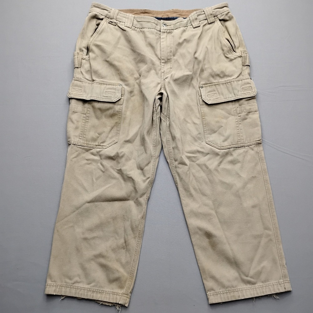 Duluth Trading Co Fire Hose Cargo Pants Khaki Tan 44x30 Mens Workwear Canvas